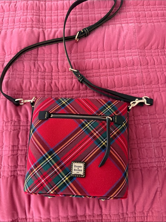 Dooney & Bourke Handbags - Dooney & Bourke Red Plaid Crossbody with Black Strap